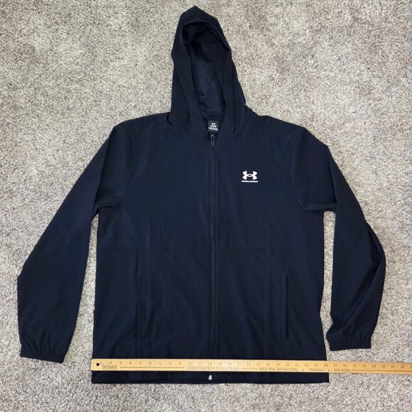 NWT -- Under Armour Men’s UA Vibe Woven Windbreaker, Black, Men's Large - Picture 5 of 10